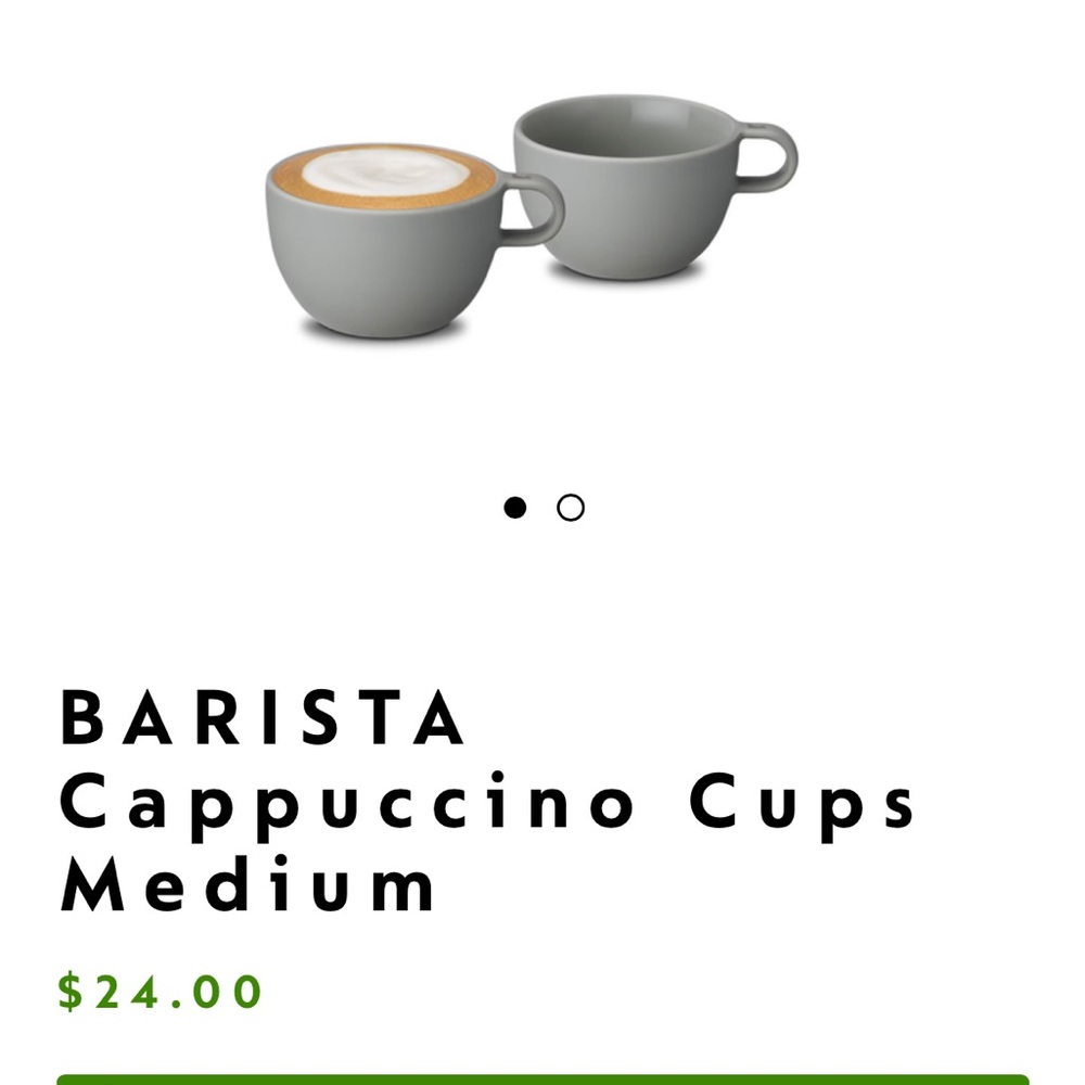 NESPRESSO SET OF 2 BARISTA Cappuccino Cups medium porcelain 9.1 oz cups grey